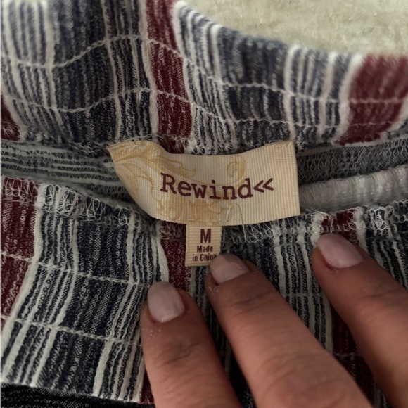 Rewind Striped Women's Shorts with Tassel Drawstring red,white and blue size M - Picture 2 of 3